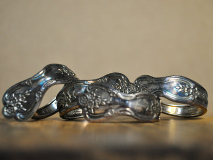 Set of 4 Original Rogers Brothers Spoon Napkin Rings - Stamped and Tested Silverplate - Dinner Parties