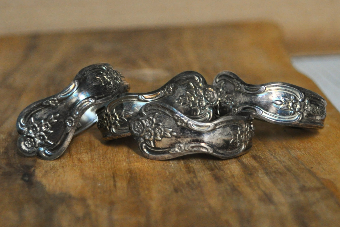 Set of 4 Original Rogers Brothers Spoon Napkin Rings - Stamped and Tested Silverplate - Dinner Parties