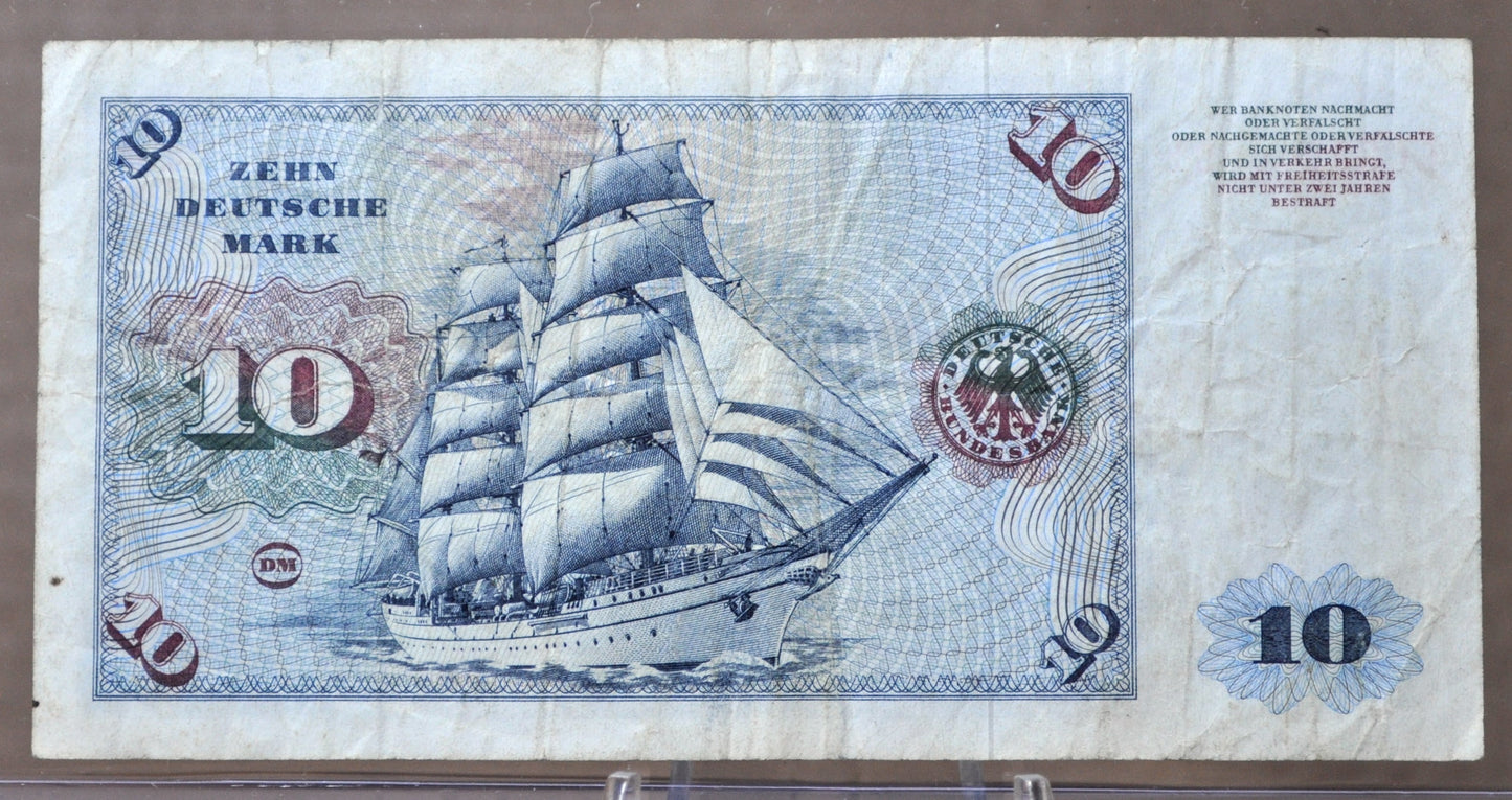 1970 Germany 10 Deutsche Mark Banknote - Deutsche Bundesbank - Very Fine (VF) - 1970 German Ten Deutsche Mark Note - P#31a