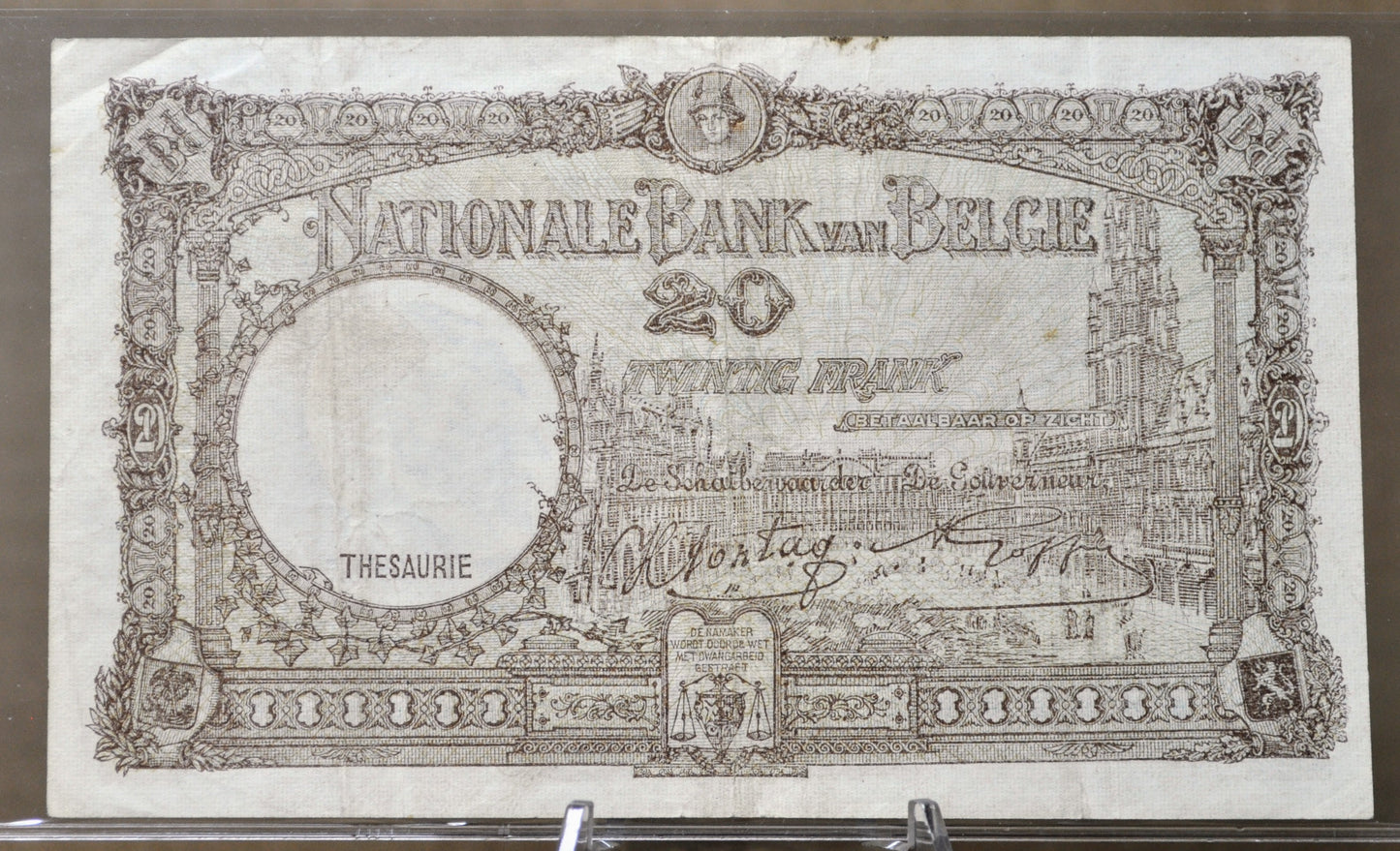 1940-1944 National Bank of Belgium 20 Francs Note - Choose by Date - 1943 Banque Nationale de Belgique Twenty Francs Note - P#111