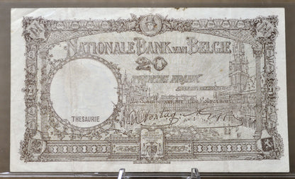 1940-1944 National Bank of Belgium 20 Francs Note - Choose by Date - 1943 Banque Nationale de Belgique Twenty Francs Note - P#111