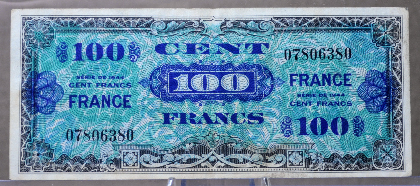 1944 France Allied Military 100 Franc Note - 2nd Issue - No Series Number - 1944 French One Hundred Francs Banknote - P#123a