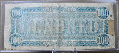 1864 Confederate States of America 100 Dollar Note - Lucy Pickens Type - 1864 One Hundred Dollar Confederacy Banknote - CS-65/T-65