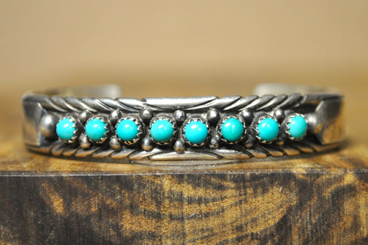 Rare Marcella James Turquoise Navajo Bracelet - 2.5 In Wide 2 In High - Stamped and Tested Sterling Silver - Native Artist Bracelet