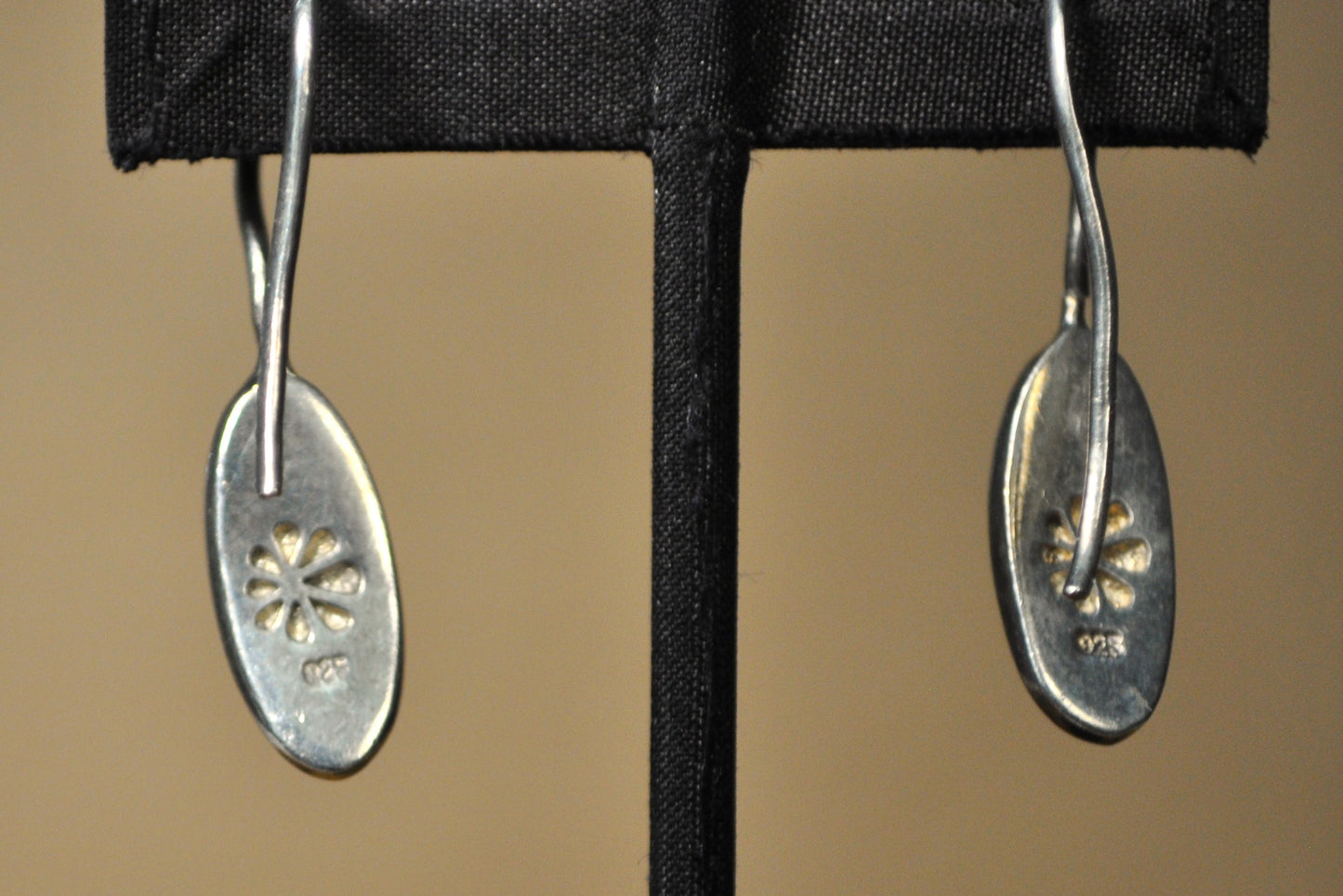Rare Marahlago Geometric Larimer Inlay Earrings - Stamped and Tested Sterling Silver - Dominican Earrings - Designer Earrings