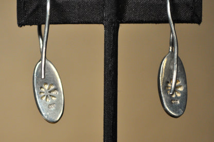 Rare Marahlago Geometric Larimer Inlay Earrings - Stamped and Tested Sterling Silver - Dominican Earrings - Designer Earrings