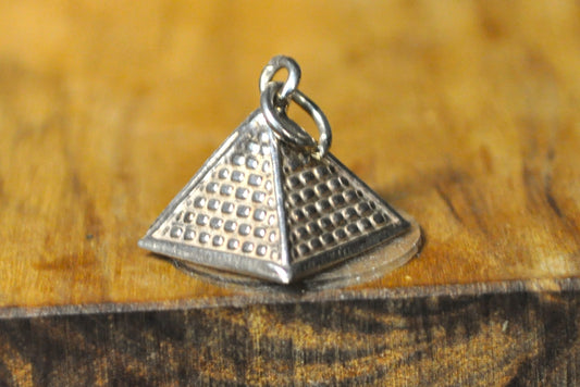 Sterling Studded Pyramid of Giza Charm - Tested Sterling Silver - Egyptian Jewelry - Wonders of The World Jewelry