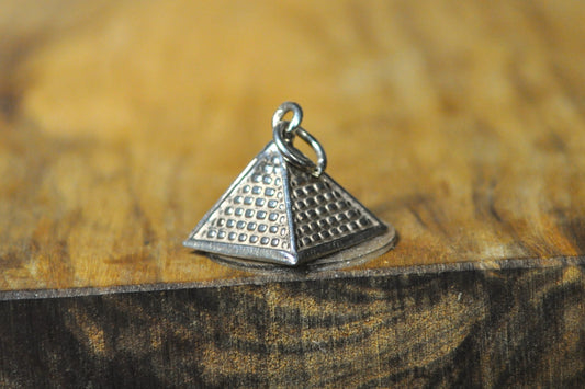 Sterling Studded Pyramid of Giza Charm - Tested Sterling Silver - Egyptian Jewelry - Wonders of The World Jewelry