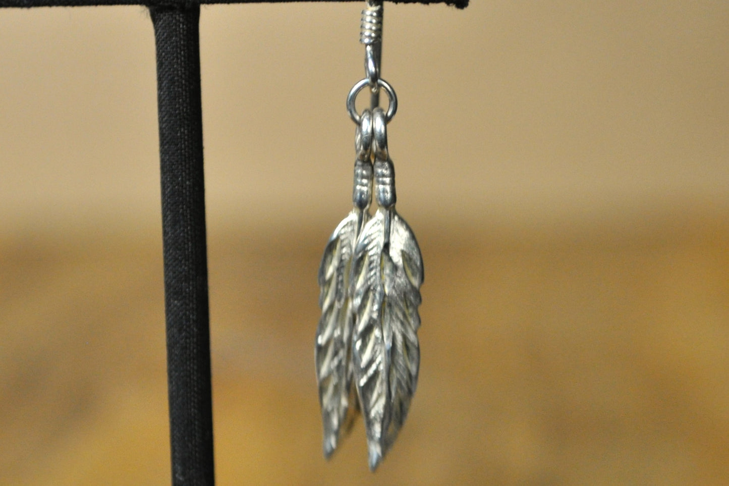 Singular Native American Dual Feather Earring - Stamped and Tested Sterling Silver - Sacred Native Feather Earring - Dangle Earring