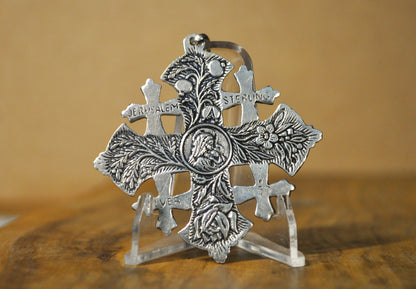 Large 950 Sterling Silver Jerusalem Maltese Cross Medal Pendant - Stamped and Tested 950 Sterling Silver - Jesus Jewelry - Knights of Malta