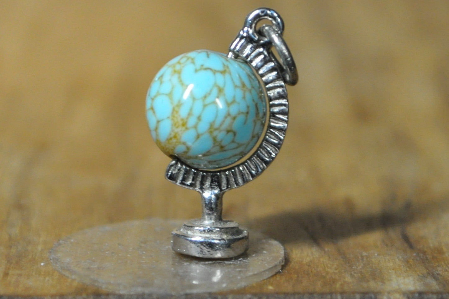 Spinning Blue Turquoise Globe Charm - Tested Sterling Silver - Moveable Charms - World and Travel Charms
