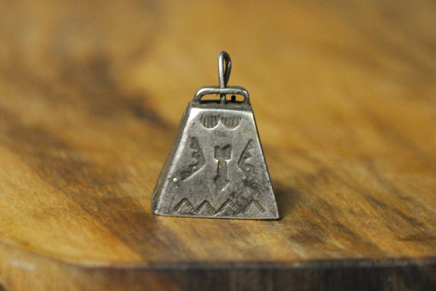 Sterling Silver Native American Designed Cowbell Charm - Tested Sterling Silver - Vintage Native Cowbell Charm