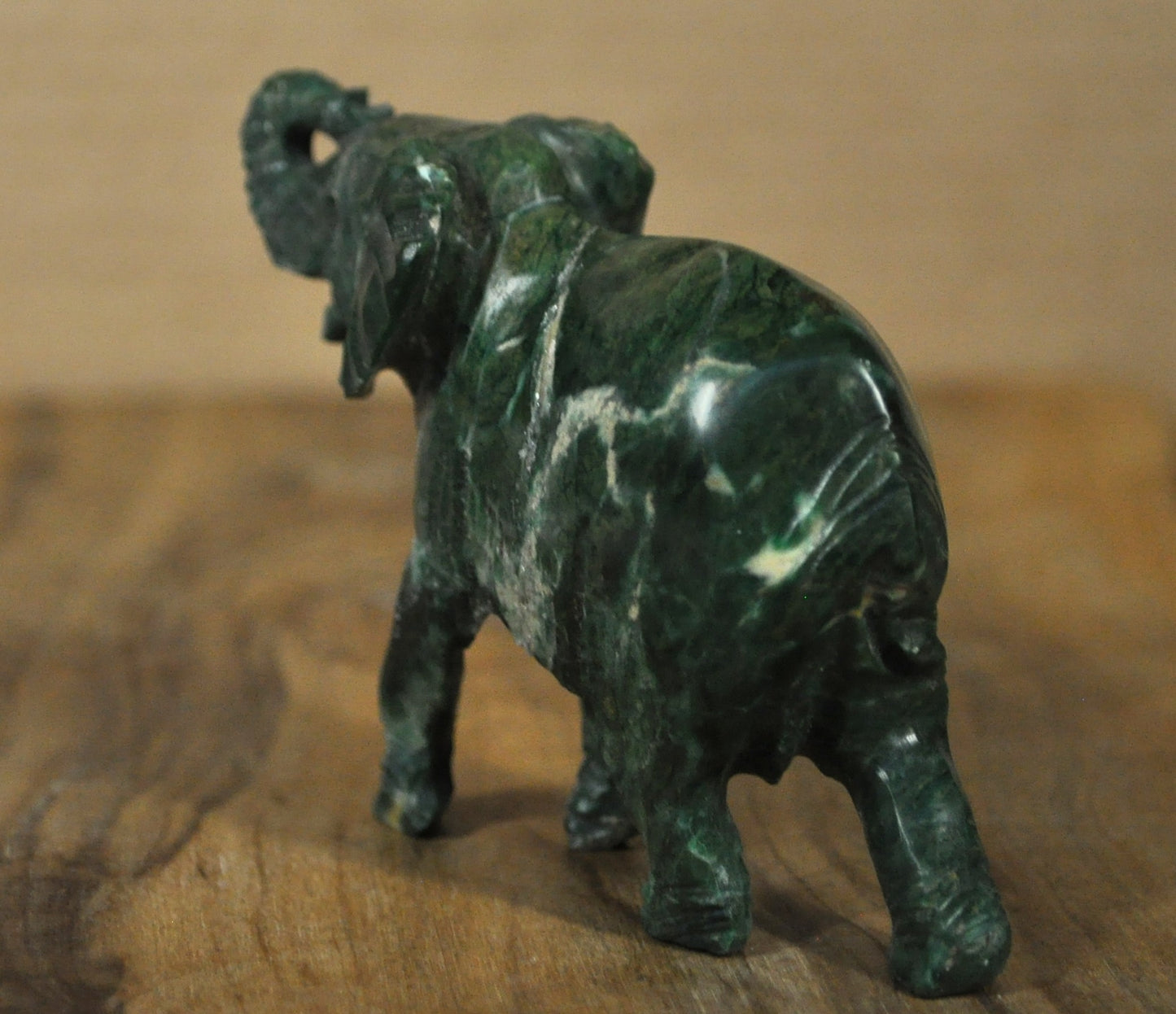 Green Soapstone Elephant Decorative Figurine - Soapstone Handmade Green Elephant Figure