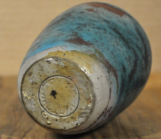 Antique Jugtown Pottery Chinese Blue/Red Vase - Vintage Pottery Vase Jugtown Chinese Blue Glaze