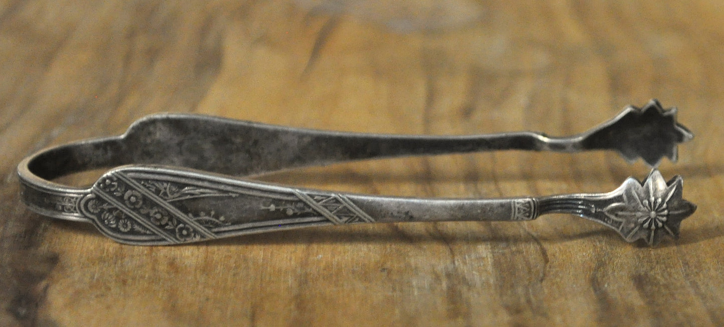 Antique Silver-Plated Bird Claw Sugar Tongs - James W. Tufts Style Silverplate Tongs