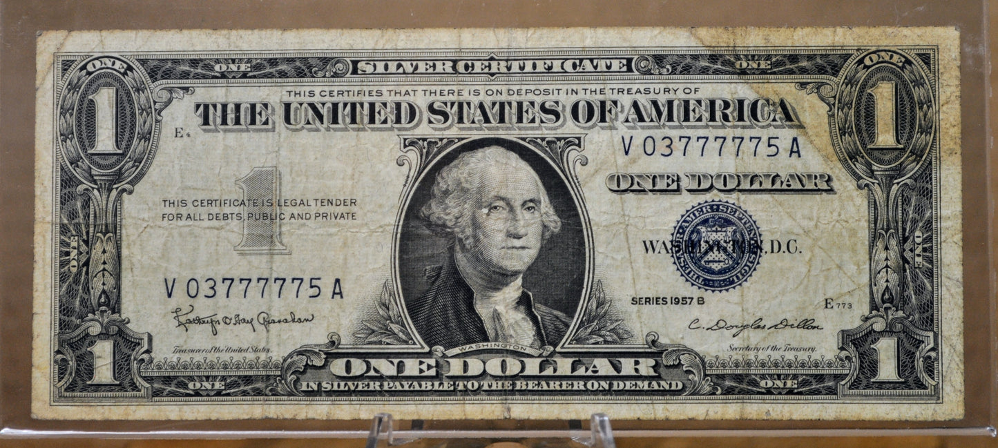 1957B Fancy Serial Number Lucky 7s 1 Dollar Silver Certificate - 03777775 - 1957 B One Dollar Blue Seal Fancy Serial Note - Fr#1621