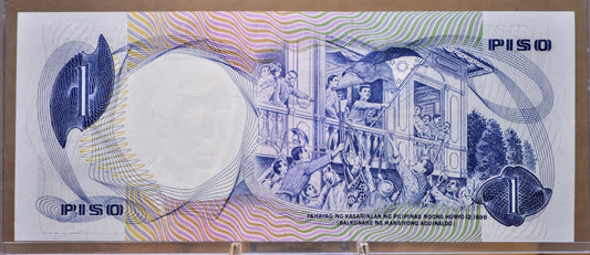1969 Philippines 1 Piso Banknote - Central Bank of the Philippines - White Border Type - 1969 Philippines One Piso Note - P#142b
