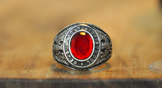 Vintage Newburyport High School Class Ring Charm - Stamped and Tested Sterling Silver - Newburyport Clippers Class Ring Charm - Class Ring Necklace Charm