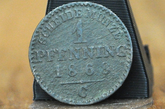 Rarer 1868C Kingdom of Prussia 1 Pfennig - Great Condition - Frankfurt Mint - William I of Prussia - 1/360th Thaler -