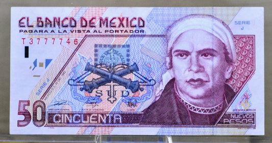 1992 (1994) Bank of Mexico 50 Nuevos Pesos Note - Rarer Nuevos Pesos Note - 1992 Mexico Fifty Nuevos Pesos Banknote - P#101