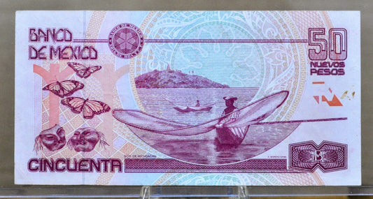 1992 (1994) Bank of Mexico 50 Nuevos Pesos Note - Rarer Nuevos Pesos Note - 1992 Mexico Fifty Nuevos Pesos Banknote - P#101