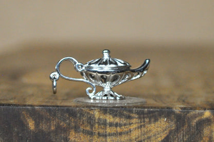 Aladdin Opening Lamp Genie Charm - Stamped and Tested Sterling Silver - Stamped GDNS - Arabian Knights