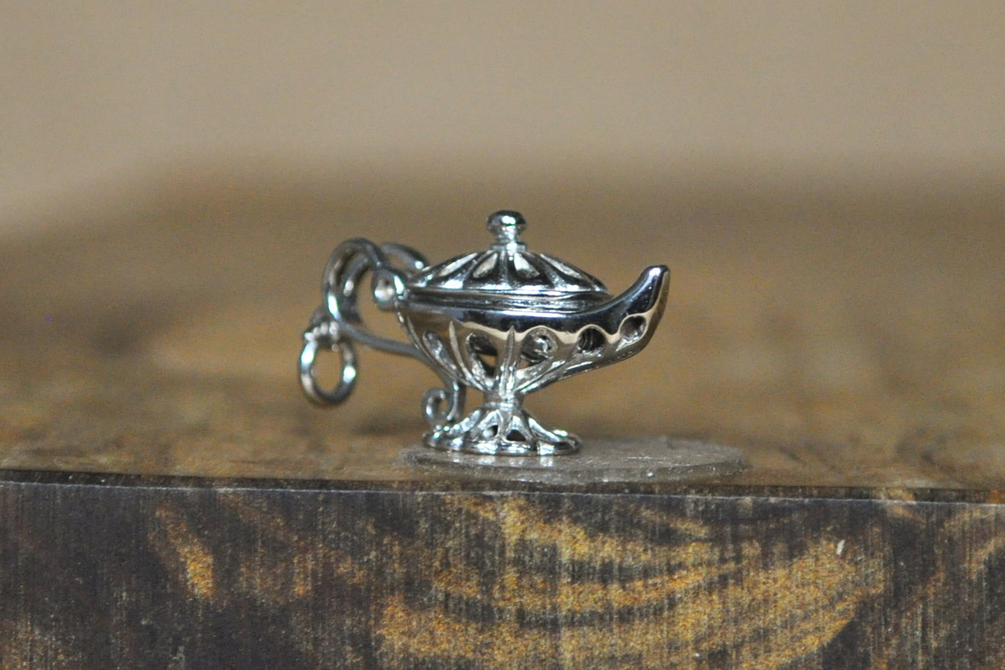 Aladdin Opening Lamp Genie Charm - Stamped and Tested Sterling Silver - Stamped GDNS - Arabian Knights