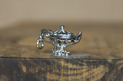 Aladdin Opening Lamp Genie Charm - Stamped and Tested Sterling Silver - Stamped GDNS - Arabian Knights