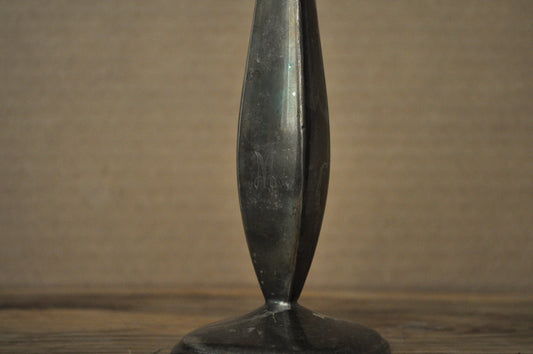 Antique Monogrammed "M" Bud Vase - Vintage Silver Bud Vase with Script Monogram "M"