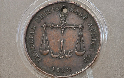1888 Imperial British East Africa Company 1 Rupee - 1888 Mombasa 1 Pice coin