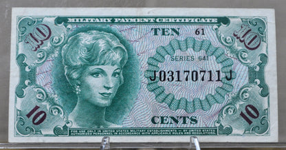 1965 U.S. Military 10 Cent Payment Certificate - Series 641 - 1965 United States Military Ten Cents Vietnam War Payment Certificate - P#M58a