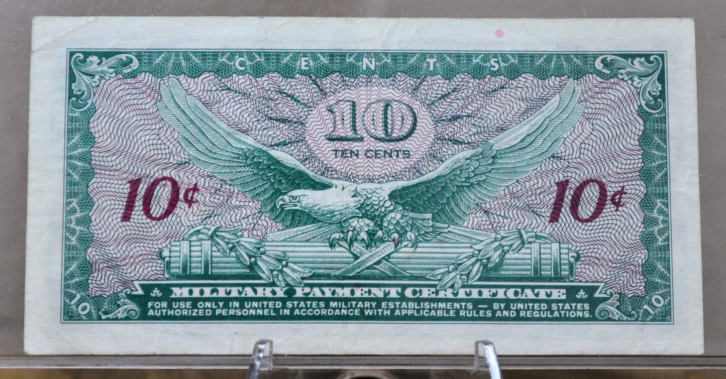 1965 U.S. Military 10 Cent Payment Certificate - Series 641 - 1965 United States Military Ten Cents Vietnam War Payment Certificate - P#M58a