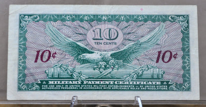 1965 U.S. Military 10 Cent Payment Certificate - Series 641 - 1965 United States Military Ten Cents Vietnam War Payment Certificate - P#M58a