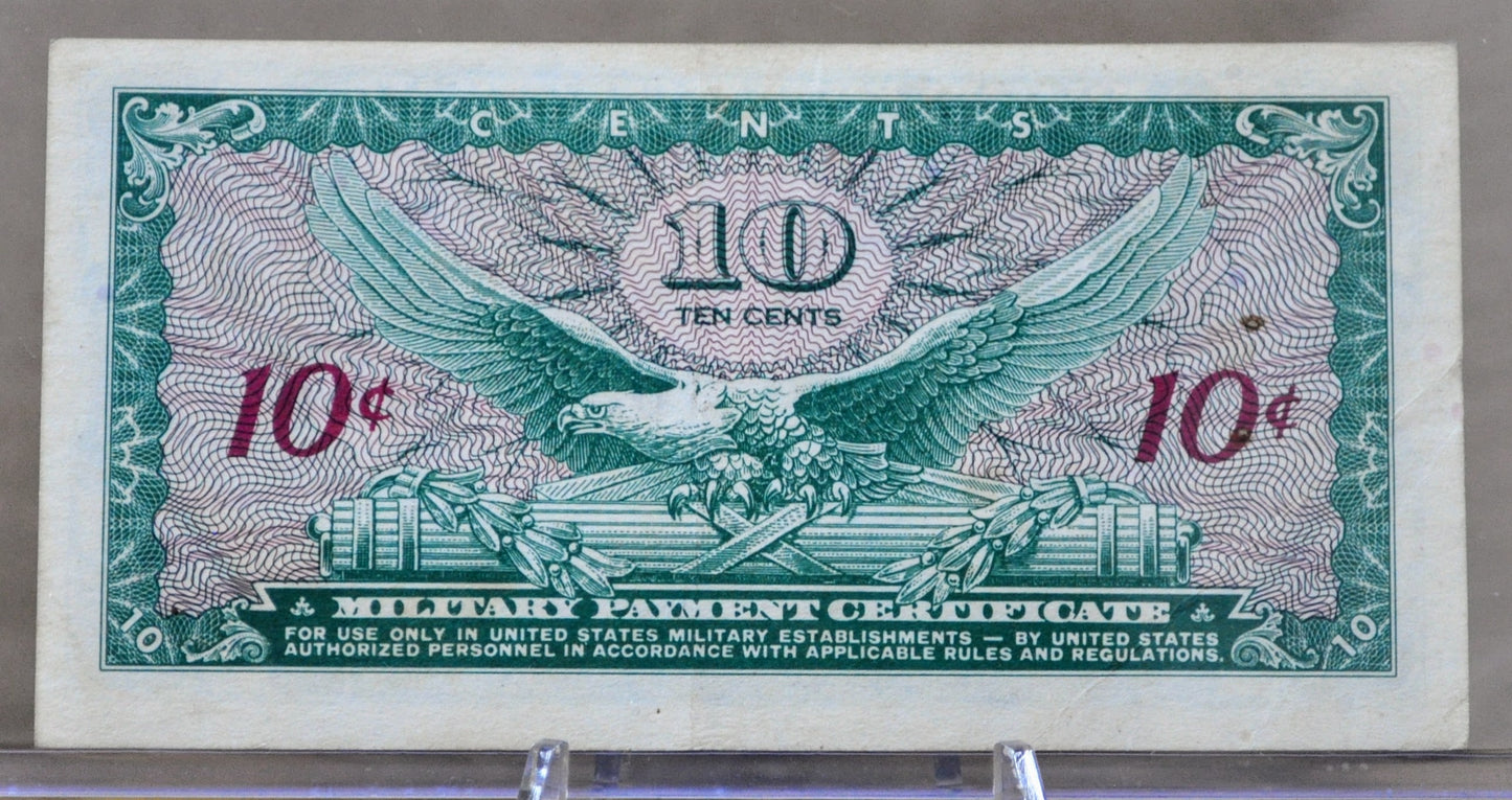 1965 U.S. Military 10 Cent Payment Certificate - Series 641 - 1965 United States Military Ten Cents Vietnam War Payment Certificate - P#M58a