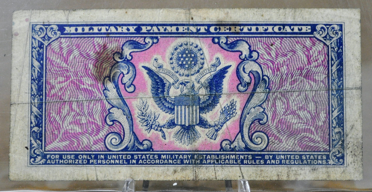 1951 U.S. Military 5 Cent Payment Certificate - Series 481 - 1951 United States Military Payment Certificate MPC Five Cents Note - P#M22a