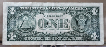 2021 Low Fancy Pattern Serial Number 1 Dollar Banknote - 00442225 - 2021 One Dollar Cool Serial Number Note - Fr.3007-D