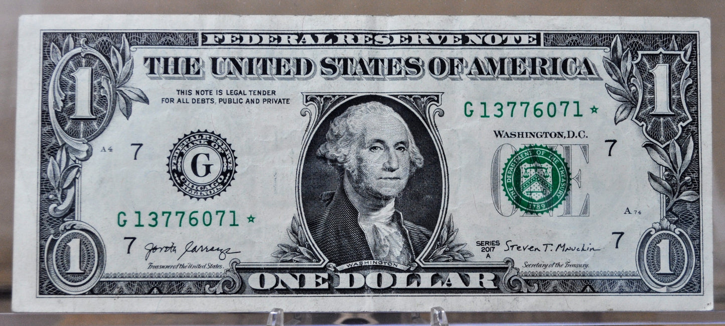 2017A Fancy Repeater Serial 1 Dollar Star Note - Chicago Issue - 13776071 - 2017 A One Dollar Cool Serial Number Star Note - Fr.3006-G*