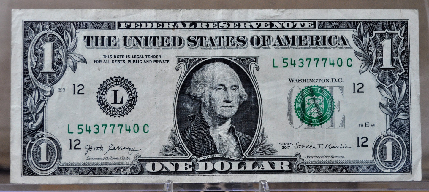 2017 Fancy Lucky 777 Serial Number 1 Dollar Note - 54377740 - 2017 One Dollar Cool Serial Number Note - Fr.3004-L2017 Fancy Lucky 777 Serial Number 1 Dollar Note - 54377740 - 2017 One Dollar Cool Serial Number Note - Fr.3004-L