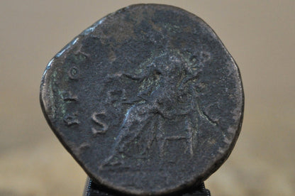Large Bronze Sestertius "Securitas Publica" Seated Figure with Globe - Ancient Roman Coin: Thick-Flan Sestertius featuring Laureate Head & Bearded Profile