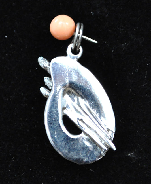 Sterling Silver Enameled Artist's Palette & Brushes Charm - Art Paint Pallet Vintage Charm Sterling Silver Colorful Enamel