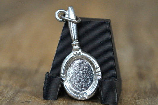 Victorian Style Sterling Silver Hand Mirror Charm - Mini Princess Mirror Sterling Silver Dangle Charm -Dainty Silver Keepsake Hand Mirror Charm