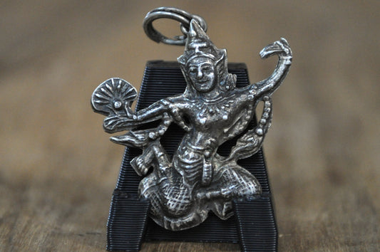 Vintage Siam Sterling Silver Thai Goddess Dancer Charm Pendant - Sterling Silver 925 Thai Dancer Pendant Vintage Siam Jewelry Charm