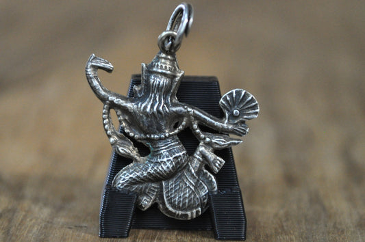 Vintage Siam Sterling Silver Thai Goddess Dancer Charm Pendant - Sterling Silver 925 Thai Dancer Pendant Vintage Siam Jewelry Charm