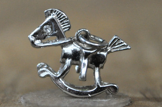 Retired James Avery Sterling Silver 3D Rocking Horse Charm – Detailed Miniature Rocking Horse Charm in Sterling Silver