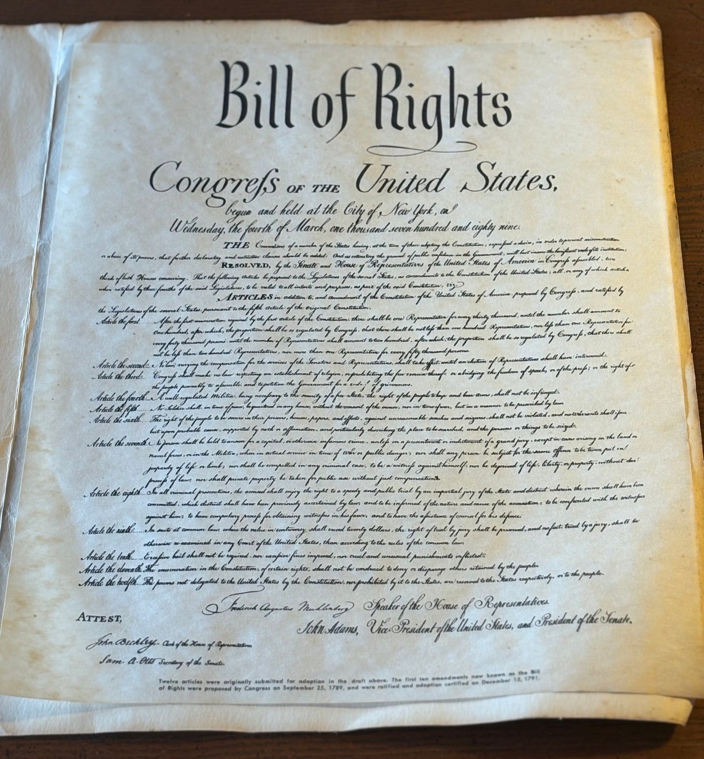 A folio of important American historical documents from American savings - 1950s-1960s prints of historic documents: Bill of Rights, Declaration of Independence, Monroe Doctrine, JFK Inaugural, etc.