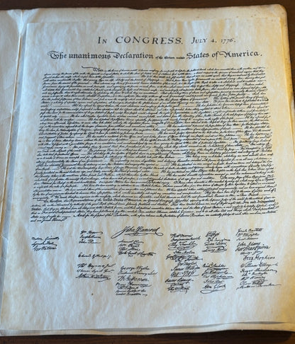 A folio of important American historical documents from American savings - 1950s-1960s prints of historic documents: Bill of Rights, Declaration of Independence, Monroe Doctrine, JFK Inaugural, etc.