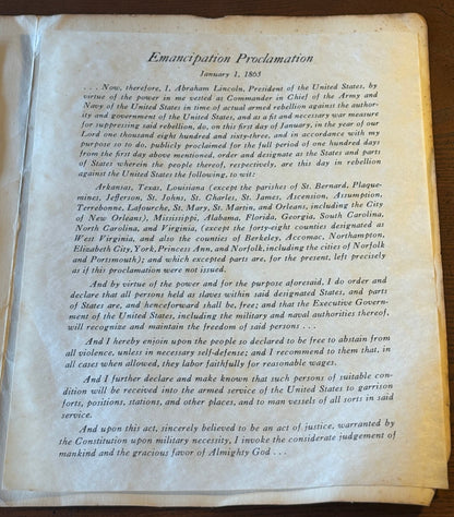 A folio of important American historical documents from American savings - 1950s-1960s prints of historic documents: Bill of Rights, Declaration of Independence, Monroe Doctrine, JFK Inaugural, etc.