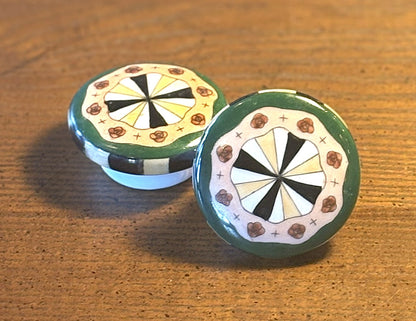 Set of Two Ceramic Door Knobs - Vintage Pair of Ceramic Decorative Handles