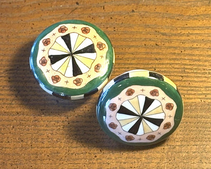 Set of Two Ceramic Door Knobs - Vintage Pair of Ceramic Decorative Handles