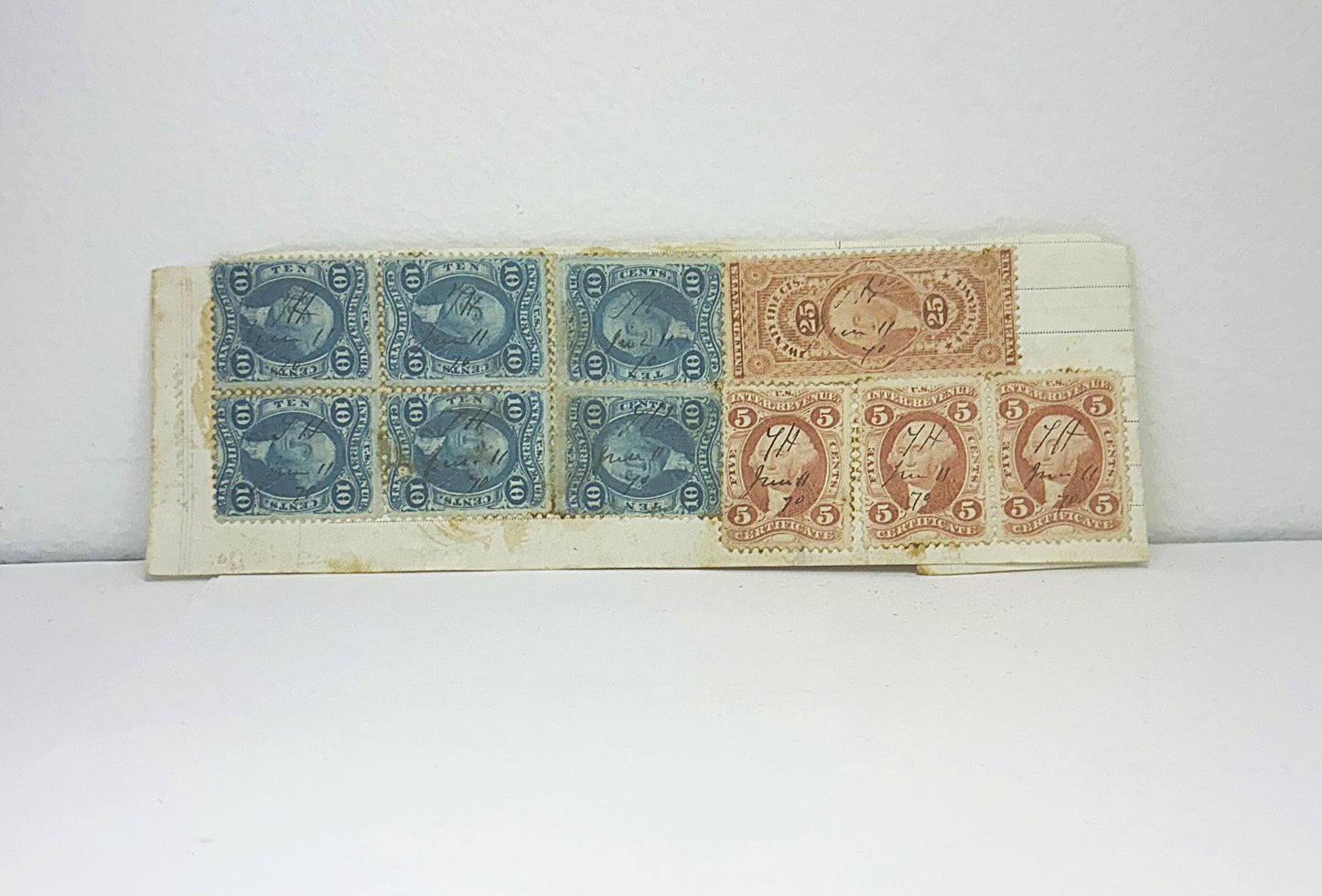 1870 Silk George Washington Internal Revenue and Insurance Stamp Set